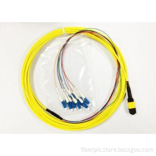 MPO - LC Fiber Optical Patch Cord with 12core Ribbon Cable